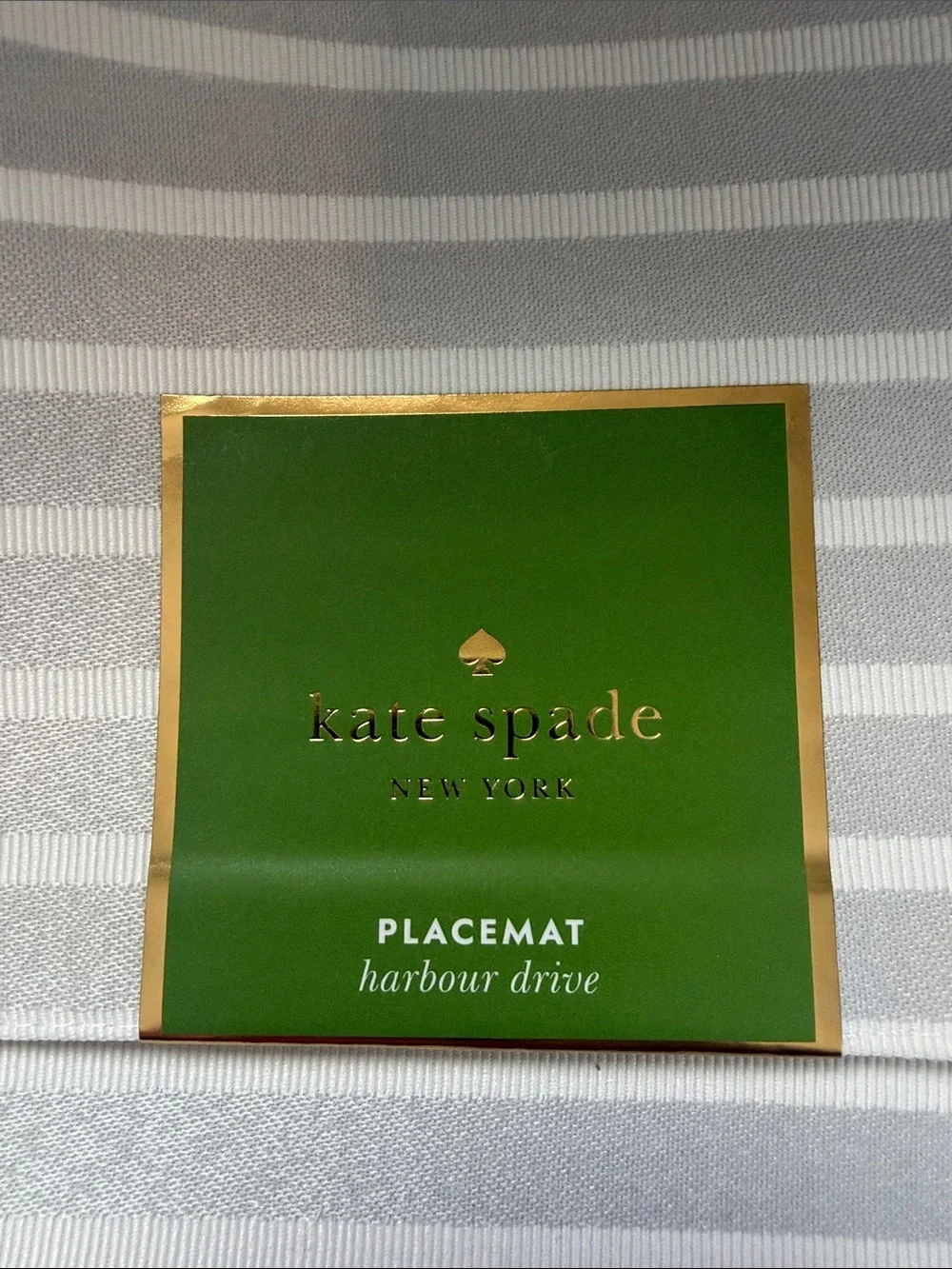 kate spade Neutral Striped Placemat Set of 12 - Harbour Drive - White and Gray